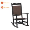 Poly Lumber Patio Rattan High Back Rocking Chair Sets(2 Chairs; 1Table)