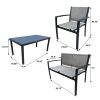 4 Pieces Patio Furniture Set Outdoor Garden Patio Conversation Sets Poolside Lawn Chairs with Glass Coffee Table Porch Furniture